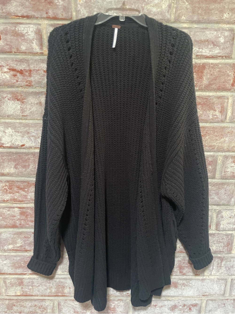 Free People Nightingale Cardigan Oversized Size Small Black Cotton Blend